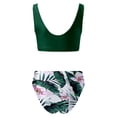 thumbnail image 5 of HOWPAY Women's Bikini Swimsuits Summer Sleeveless Crop Sporty Top Tummy Control High Waist Bathing Suits for Beach Pool 2 Piece Swimwear Green L, 5 of 5