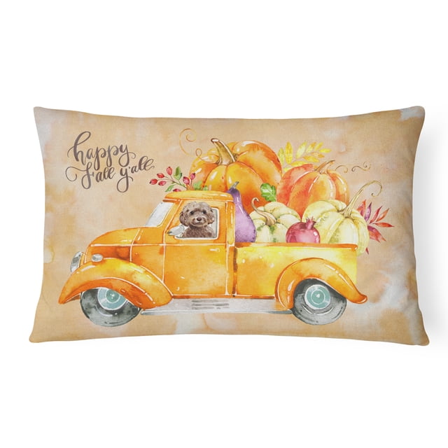 Carolines Treasures CK2658PW1216 Automne Récolte Brun Cockapoo Toile Tissu Oreiller Décoratif