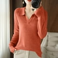 thumbnail image 2 of Sweaters For Women Trendy Sevevn Womens V Neck Turndown Collar Long Sleeve Sweaters Lightweight Casual Basic Knit Pullover Top 2025 Fall Outfits, 2 of 3