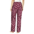 thumbnail image 3 of Xecao Rose Leopard Print Women's Straight Lounge Pajama Pants: The Epitome of Relaxed Sleepwear, 3 of 9