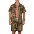 thumbnail image 1 of Camisas impresas de animales INSPIRE CHIC para hombres, conjunto de 2 piezas de verano, camisas hawaianas y pantalones cortos, color marrón, 1 of 5