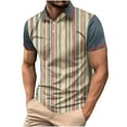 thumbnail image 2 of Jjayotai George Shirts for Men Polo, Men's Casual Solid Color Stripe Printed Button Down T-Shirt, Golf Tees, 2 of 5