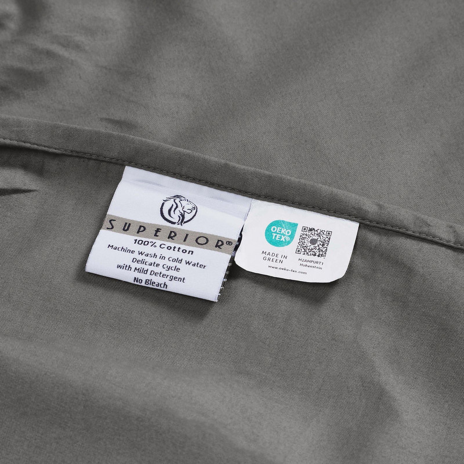 Superior Apus 100% Cotton 15" Deep Pocket Sheet Set, King, Grey