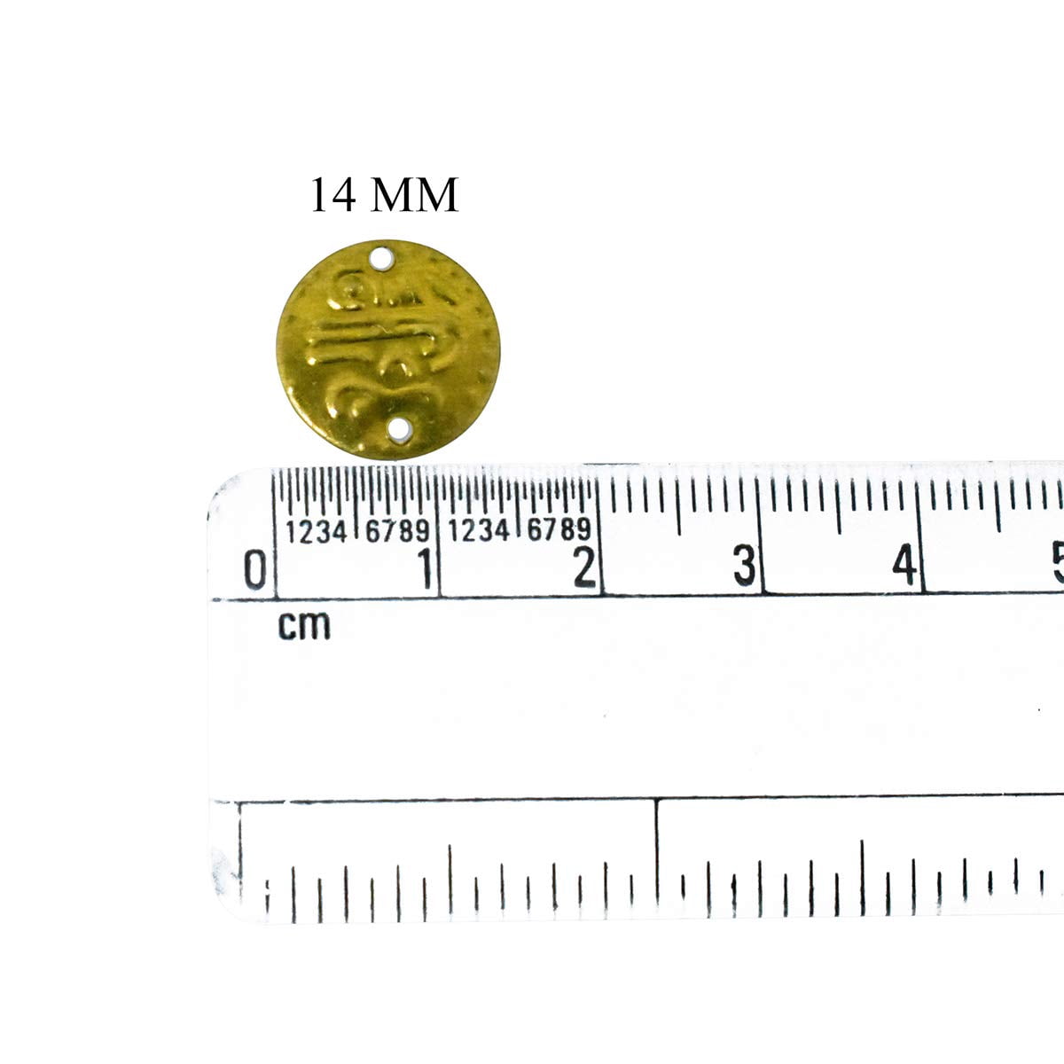 Brass World Round Shape Double Hole Metal Sequins for Craft, Embroidery and Jewellery Making 100gm (14MM, Gold)