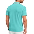 thumbnail image 3 of Homeyce Polo Shirts for Men Contrast Collared Short Sleeve Polo Shirts Button Business Casual Work Office Lightweight Shirt Solid Color Tee Shirt,Blue XL, 3 of 5