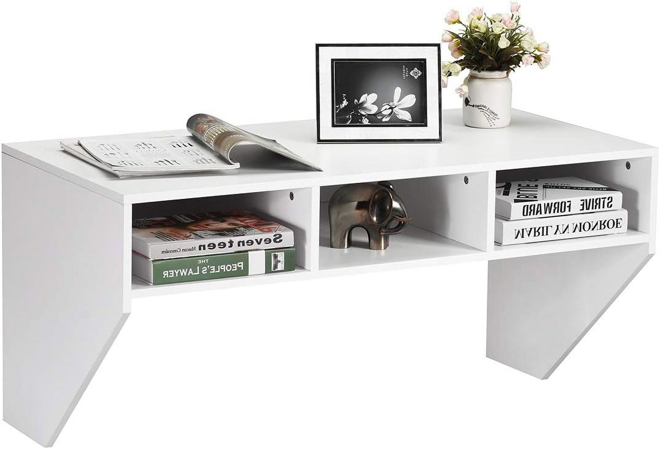Gymax Computer Desk Wall Mounted Floating Table Home Office Shelf White