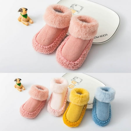 

Quealent Baby Walking Shoes Baby Boys Girls Cozy Fleece Booties Winter Non Skid Soft Sole Shoes Winter Socks Toddler First Walkers Warm Shoes Pink 0 Months