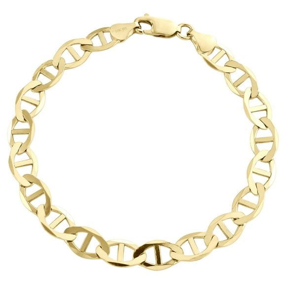 10K Yellow Gold Mens 7.50mm Plain Solid Anchor Mariner Link Bracelet 8 Inches