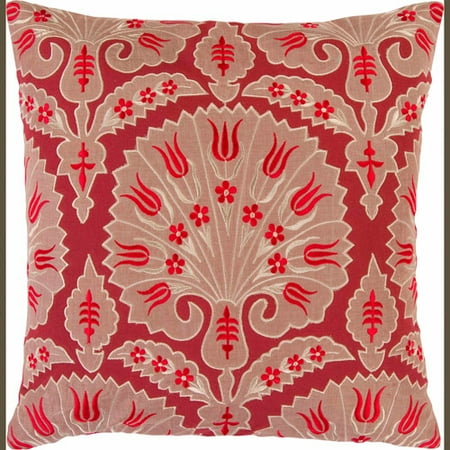 Art of Knot Amora Red Cotton Decorative Pillow with Down Fill