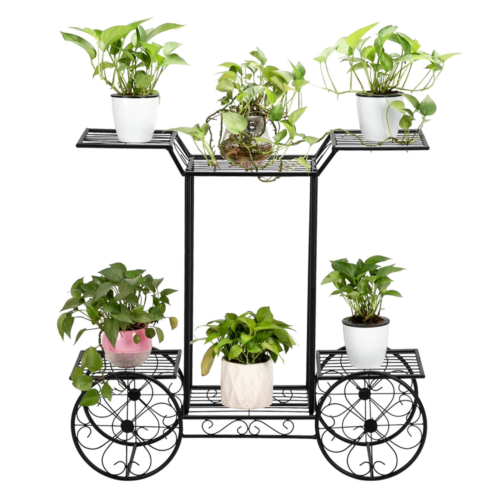6Tier Garden Cart Stand & Flower Pot Plant Holder Display Rack, Heavy