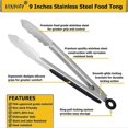 thumbnail image 4 of Kitchen Barbecue Tongs 9" Non-Slip Locking Mechanism Stainless Steel Cooking Tongs, Set of 3 (Silver), 4 of 5