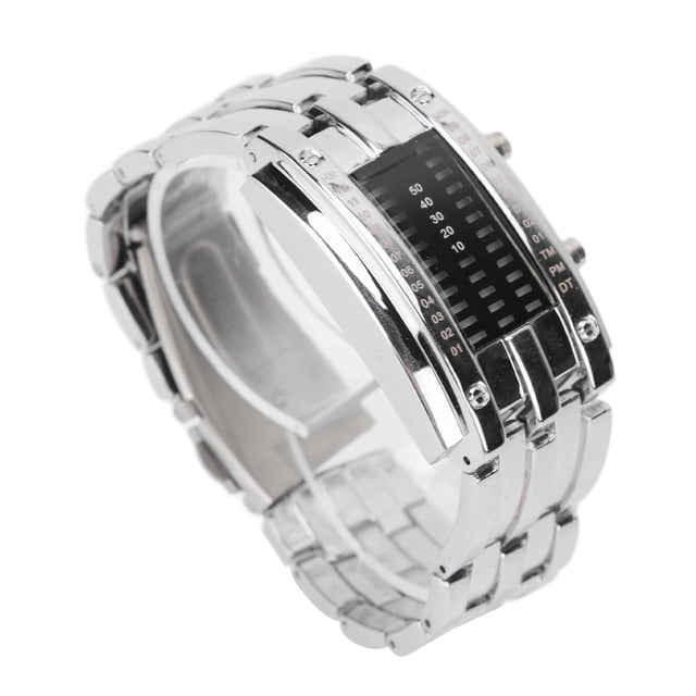 Roloj LED, Pantalla única de Modo de Tiempo binario, Estructura de Convexo, Material de Vidrio de Acero inoxidable, resistente al Agua Hasta 30 M