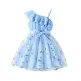 thumbnail image 1 of Afdoent Girl's Dresses One Shoulder Formal Ruffle Trim Birthday Party Mesh Dress With Belted Pockets 12-24 Month, 1 of 8