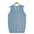 thumbnail image 5 of Women's Casual Solid Color Knitting Pocket Camisole Round-Neck Fashion Tank Tops Blue,L, 5 of 6