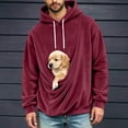 thumbnail image 2 of LWFFDAW Pet Carrier Hoodie Men Long Sleeve Dog Pouch Fuzzy Fleece Hoodies Winter Warm Loose Comfy Casual Hooded Sweatshirt with Pocket, 2 of 6
