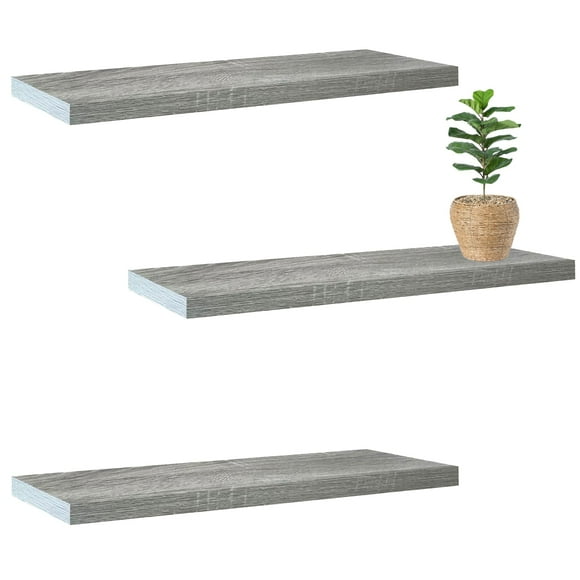 Jessar - Set of 3 Floating Wall Shelves, 31.5" x 9.25" x 1.5", Grey