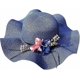 thumbnail image 1 of Beach Hat Women's Sun Hat Flower Straw Hat Outdoor Large Eaves Sun Protection Beach Hat Gardener Sun Hat(Blue,M), 1 of 3