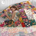 thumbnail image 4 of 3 Piece Spring Floral Duvet Cover Set Queen Size,Microfiber Comforter/Quilt Cover with Corner Ties and 2 Pillowcases,Vintage Plaid Summer Botanical Colorful All Season Bedding with Zipper Closure, 4 of 8