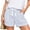 Blue, variant on Women's Solid Multi-Pocket Cargo Shorts with Striped Drawstring Elastic Waist