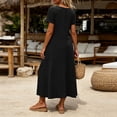 thumbnail image 5 of Bxsruta Womens Casual Maxi Dress Short Sleeve Scoop Neck Loose Flowy T-Shirt Dresses with Pockets, 5 of 7
