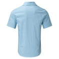 thumbnail image 4 of Pxiakgy Male Casual Solid Shirt Short Sleeve Turn Down Collar Shirt Button Formal Shirt Light blue L, 4 of 5