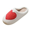 thumbnail image 2 of Willtoo Cute Heart Slippers for Women Soft Plush Comfy Warm Slip-On Rose Heart Love Couple Slippers fo Women Indoor Fluffy House Slippers for Women and Men Non-slip Fuzzy Flat Slides Red 8.5-9, 2 of 5