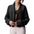 thumbnail image 3 of Cárdigan Corto para Mujer con Chal Abierto Al Frente, Chaqueta de Suéter de Larga de Moda de Otoño 2025 Negro L, 3 of 9