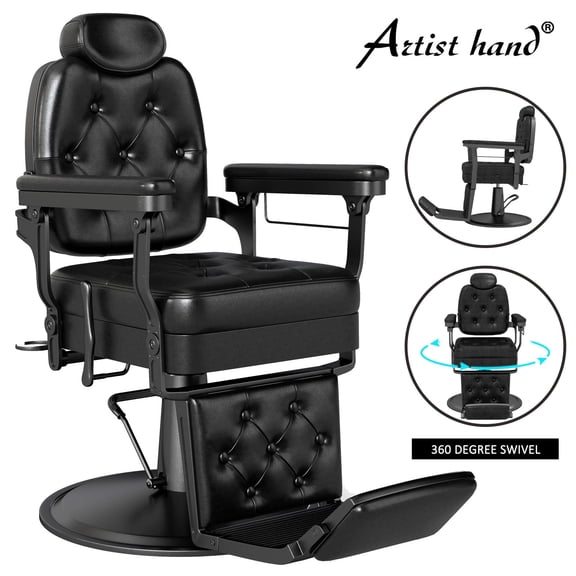 Reclining All Purpose Vintage Barber Chair Hydraulic Heavy Duty Hair Styling Tattoo Salon Beauty Spa Equipment(Black)