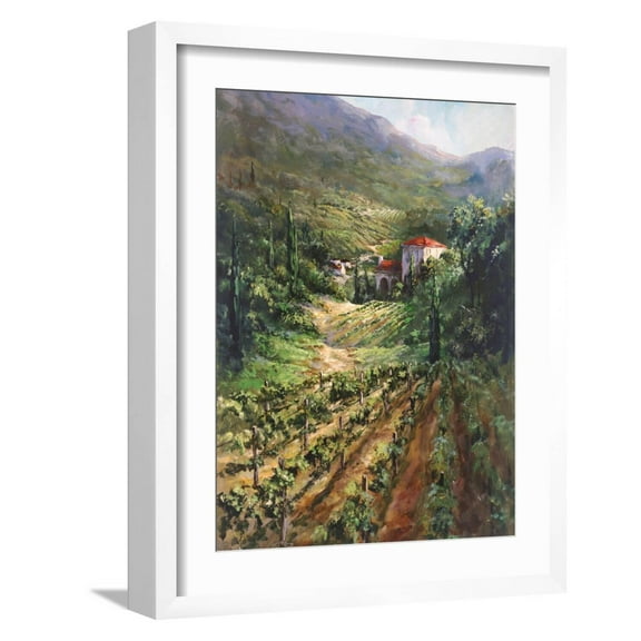 Art.com Tuscany Vineyard Art Print by Art Fronckowiak, White Frame Wall Art, 17" x 21"