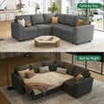 thumbnail image 5 of HONBAY L-Shape Sleeper Sectional Sofa with Storage Chaise and Pull-Out Bed for Living Room and Apartment, Dark Grey, 5 of 9