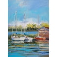 thumbnail image 2 of Slivka, Jane 11x14 Black Ornate Wood Framed with Double Matting Museum Art Print Titled - Boats, 2 of 4