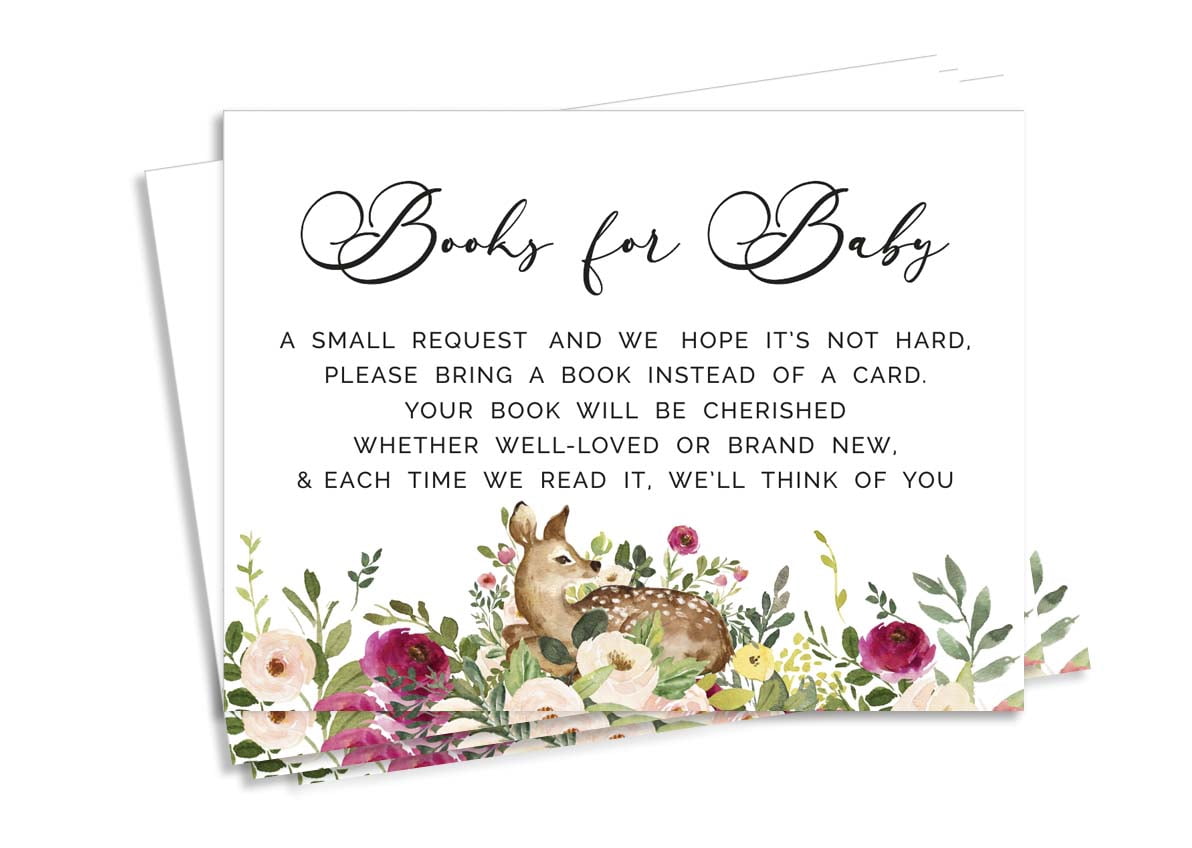 Inkdotpot 30 Books For Baby Shower Request Cards Bring A Book Instead Of A Card Deer Jungle Animals Oh Deer Baby Shower Invitations Inserts Games