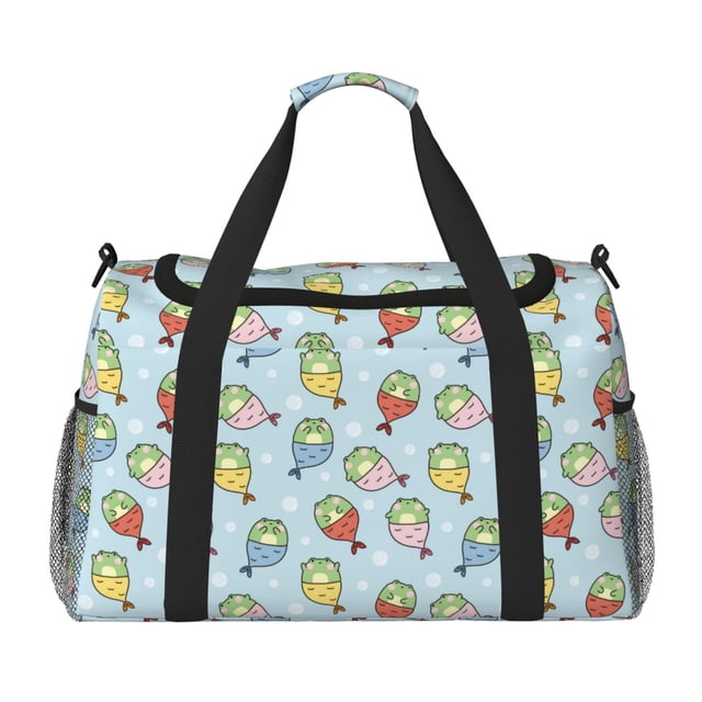 Disketp Frog In Mermaid Bolsa de Viaje Tipo Duffle, Bolso de Mano para Fin de Semana para Mujer, Bolsa de Gimnasio Ligera para Hombre, Esencial para Viajes