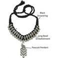 thumbnail image 2 of Black Necklace choker with statement Pendant Tribal inspired Black and Silver Jewelry for women Handcrafted beaded chokers with bold Pendant, 2 of 4