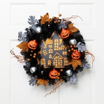Northlight Glittered Haunted House Artificial Halloween Wreath - 24" - Unlit