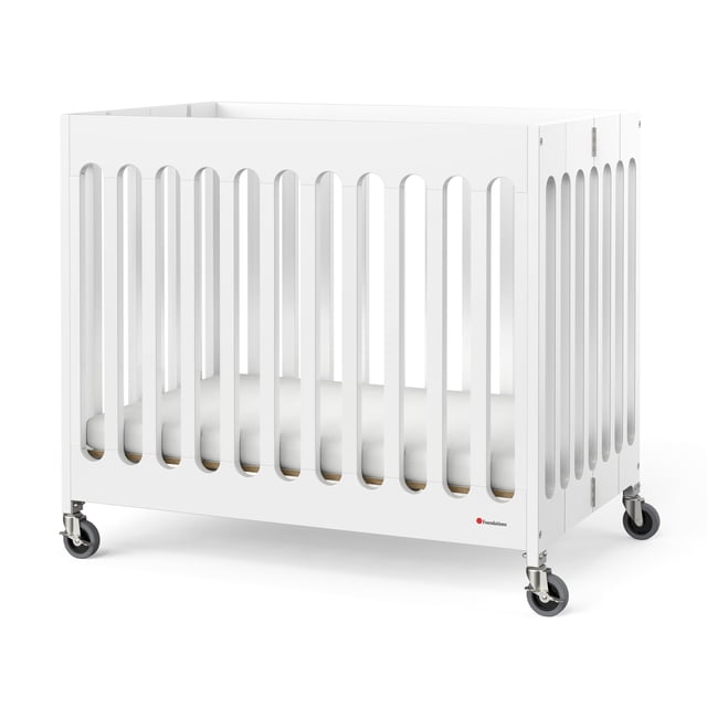 Foundations Mini lit de bébé pliant compact Boutique, blanc