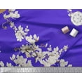 thumbnail image 3 of Soimoi Blue Cotton Voile Fabric White Floral & Bulbul Bird Printed Fabric 1 Yard 58 Inch Wide, 3 of 3