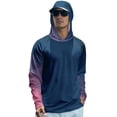 thumbnail image 2 of Men's UPF 50+ Sun Protection Hooded Shirt with Integrated Face Cover Long Sleeve Lightweight Rash Guard Shirts for Fishing Hiking Camping Or Outdoor Sports Hot Pink L, 2 of 5