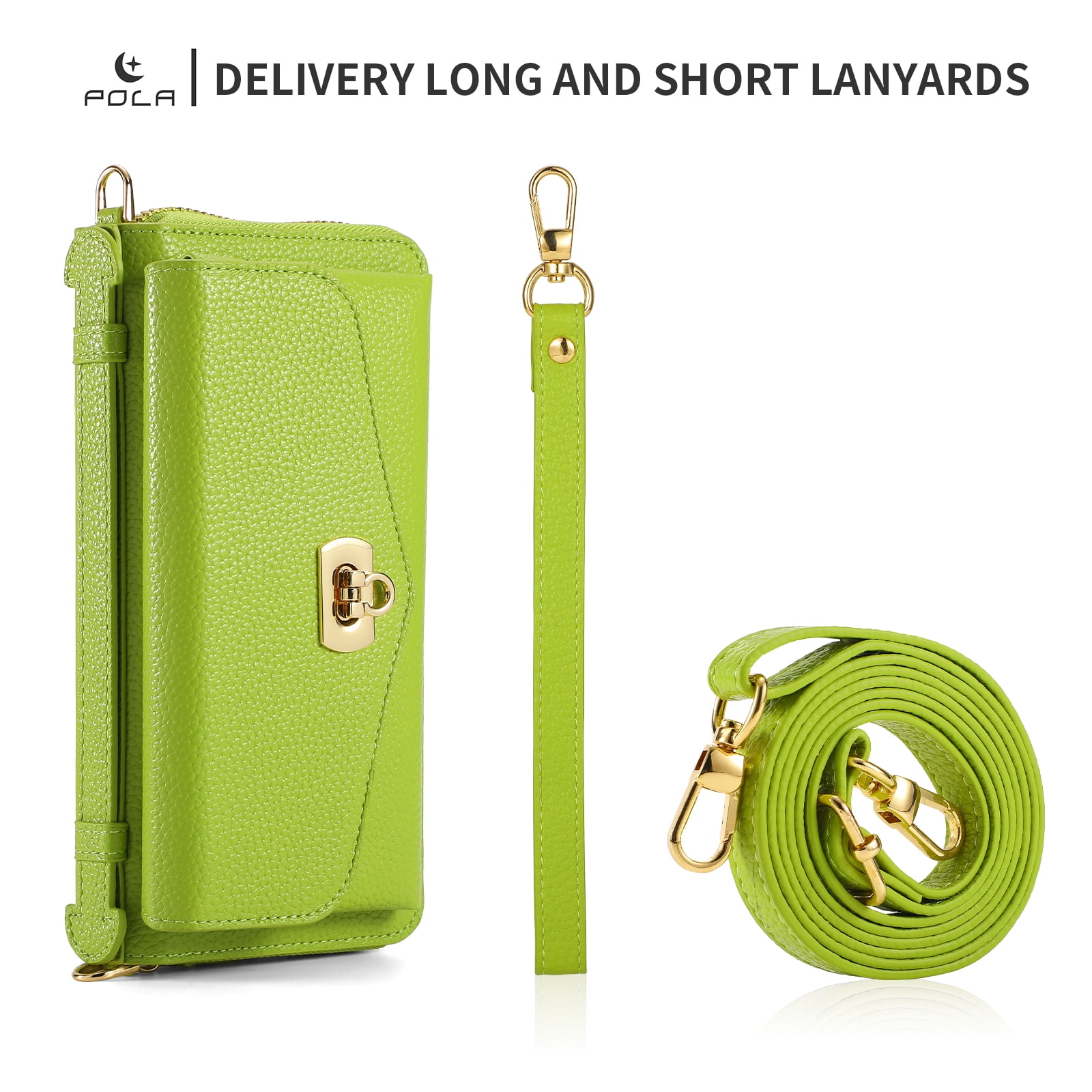 Dteck Crossbody Wallet Case for iPhone 17 Pro Max, Magnetic Detachable Floral PU Leather Phone Case with RFID Blocking Card Holder Wristlet Mirror Flip Zipper Shoulder Purse Bag for Women, Green