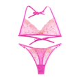 thumbnail image 1 of Gibobby Conjuntos de bragas de encaje Bordado de malla de encaje sexy para mujer con conjunto de sujetador con correa de lencería de estilo francés(Rosa caliente, M), 1 of 5