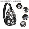 thumbnail image 2 of Sling Backpack,Halloween White Ghosts Pumpkins and Spider Webs Sling Bag with Water Bottle Holder,Waterproof Sling Bag for Men/Women with Headphone Jack for Hiking,Travel, 2 of 6
