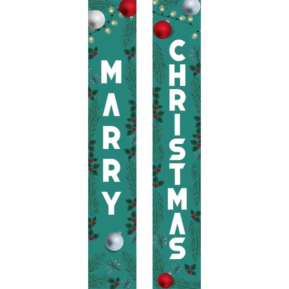 1 Pair Christmas Couplet Scene Layout Thicker Xmas Porch Sign Hanging Banner Party Supplies