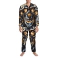 thumbnail image 3 of Balery Fiery Skull Trio Pijama para Hombre de Dos Piezas con Manga Larga, Conjunto de Dormir y Descanso Suave con Bolsillos-Small, 3 of 7