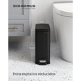 thumbnail image 2 of SONGMICS Cubo de Basura para Baño, Basurero de 6 L con Tapa, Delgado para Espacios Pequeños, Acero Inoxidable, Negro Tinta, 2 of 5