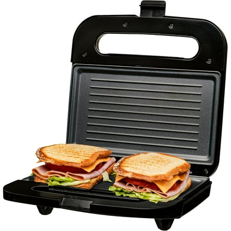 OVENTE Electric Panini Press Grill with Nonstick Plates and LED Indicator Lights, Black GP0401B