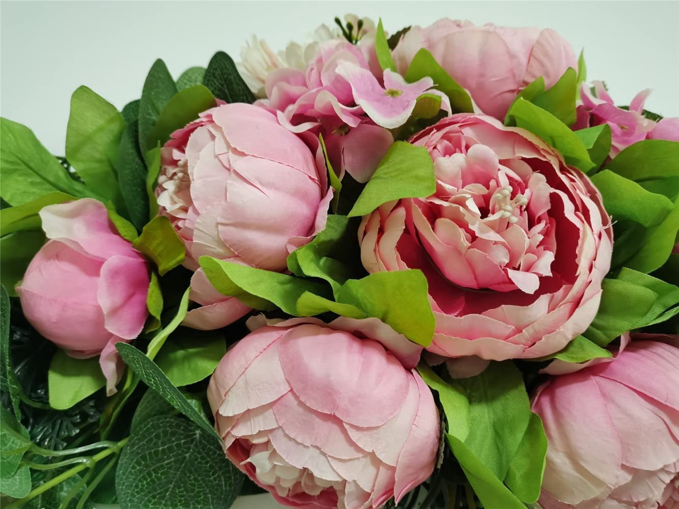 HAOSHICS Artificial Floral Peony Swag Fake Silk Flowers Swag Colorful Mixed Spring Floral Swag with Rose for Wedding Arch Table Centrepiece Hanging Home Mirror Wall Decor (Rose Red)