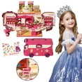 kjfeif 2025 Unique Design Dollhouse Playset , DIY Pretend Portable Bus
