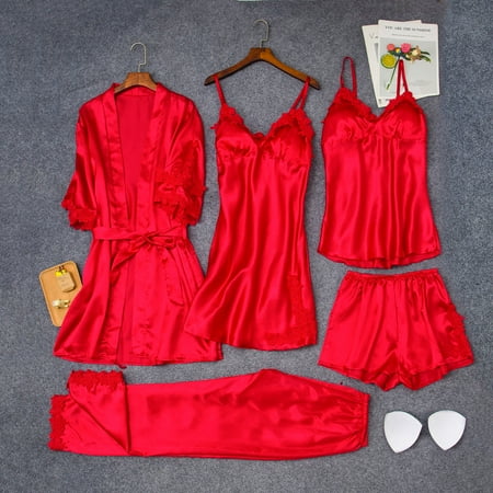 

FITORON Womens Pajama Sets- Autumn and Winter Long Sleeve Nightwear Leisure Wear Pajamas Red XL