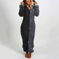 thumbnail image 2 of jsaierl Fleece Pajamas for Women Winter Warm Sherpa Romper Non-footed Onesie Loungewear Christmas Pajamas, 2 of 6