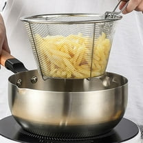 ELAYARD Stainless Steel Deep Frying Basket with Handle, Versatile Kitchen Fryer Basket for Home Cooking,